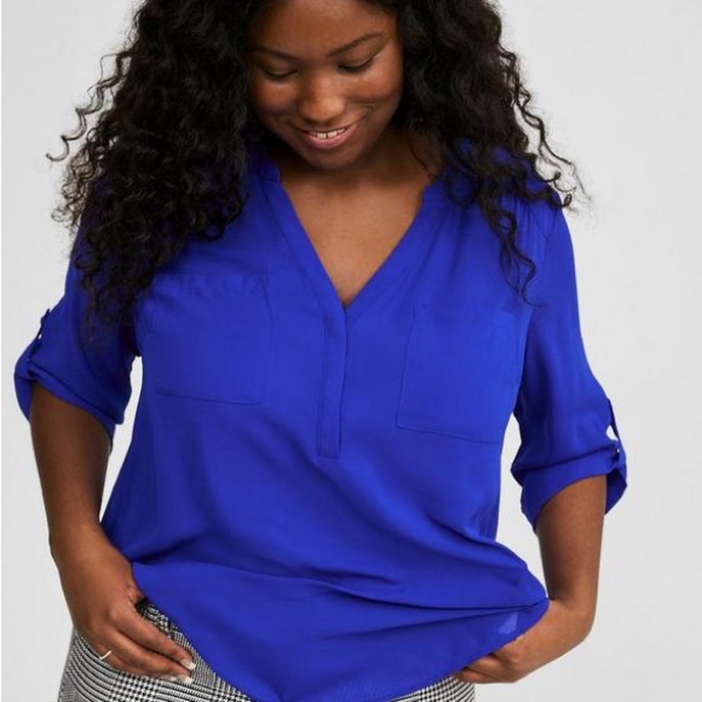 Torrid Harper 3/4 Sleeve Pullover Blouse | Cobalt Blue | Size 4 (26/28)